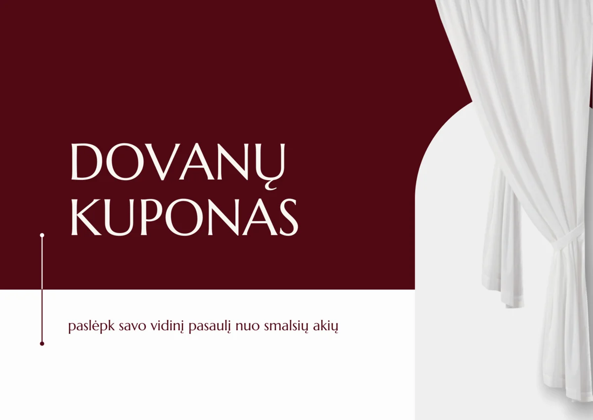 Dovanų kupono priekinė pusė su užrašu „Dovanų kuponas“.